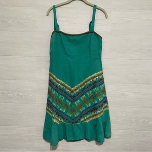 Free People 52% Linen Turquoise Dress Size 8